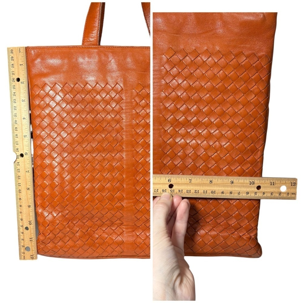 Bottega Veneta Intrecciato Woven Leather Tote Orange Italy - Picture 16 of 16